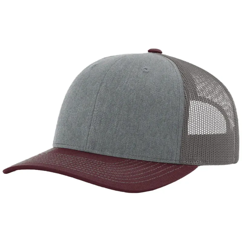 Richardson Heather Grey/Charcoal/Maroon Trucker Cap
