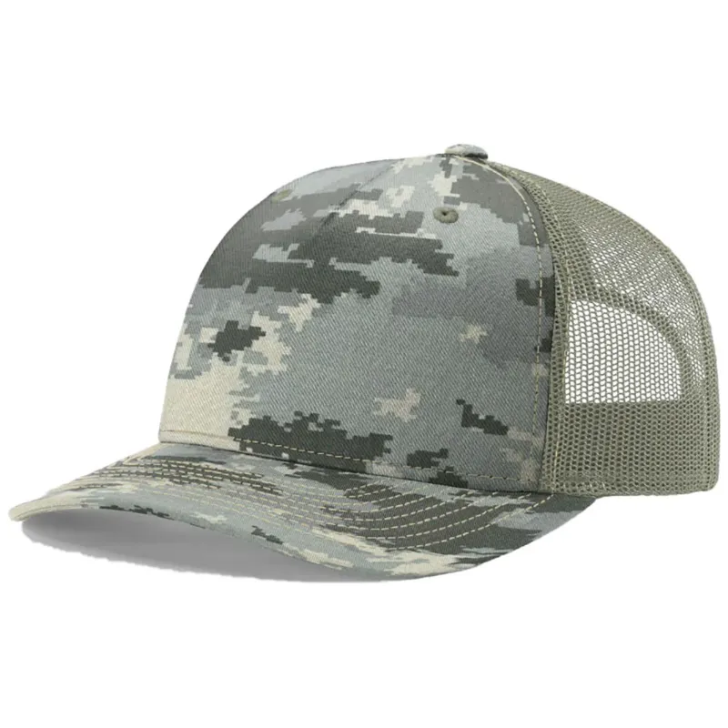 Richardson Digital Camo/Light Green Printed Five-Panel Trucker