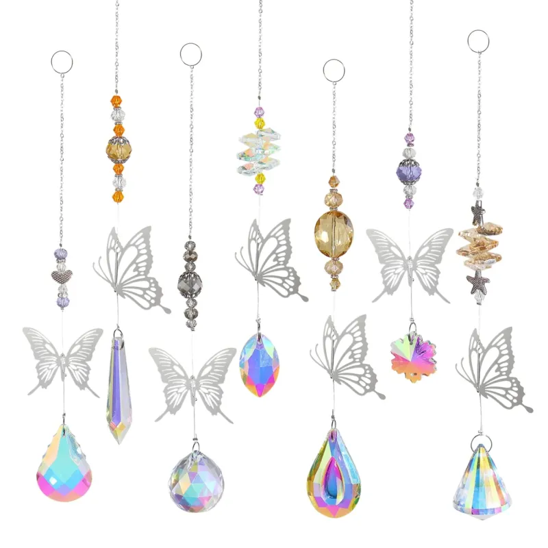 Crystal window,7 pieces butterfly crystal pendant decoration,window decoration