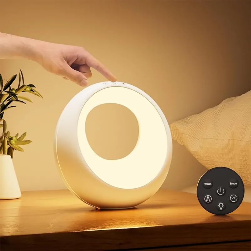Bedside Lamp Touch Dimmable Round with Remote Control