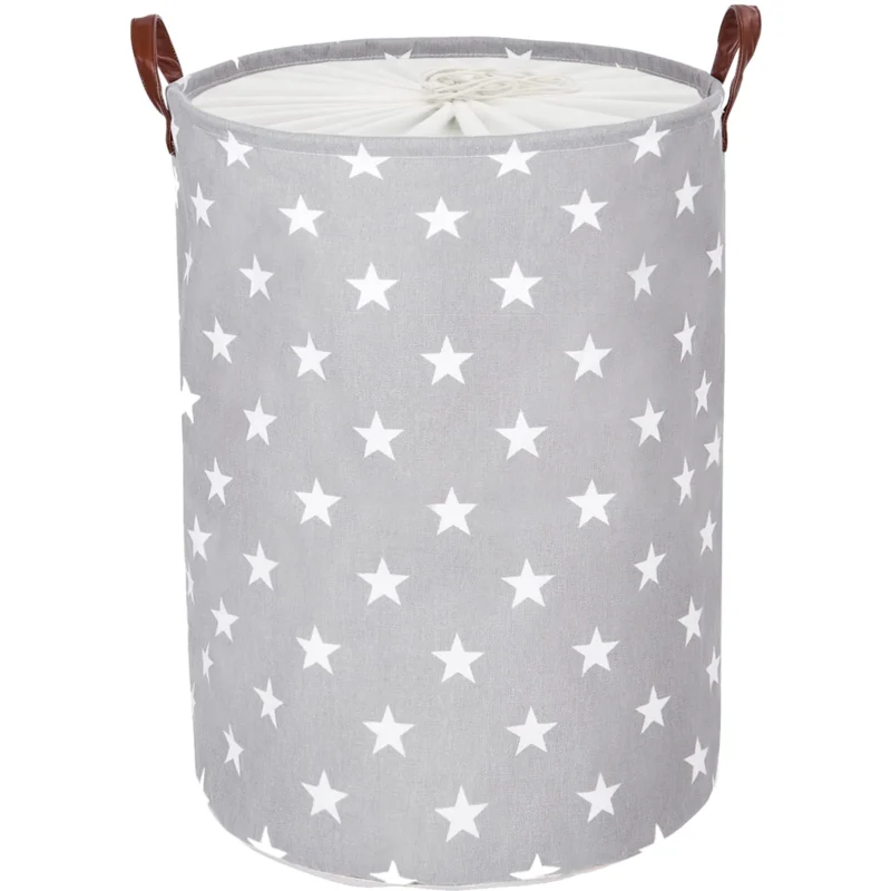 Foldable Round Storage Laundry Baskets, Cotton