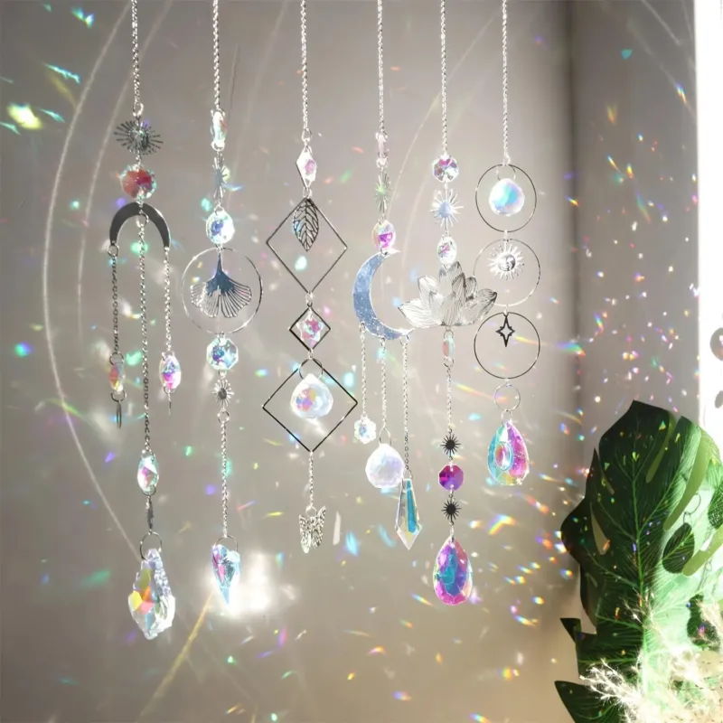 Suncatchers ,6 Pieces Lotus Beads Pendant Decoration,Hanging Window Decoration,Crystal Suncatchers