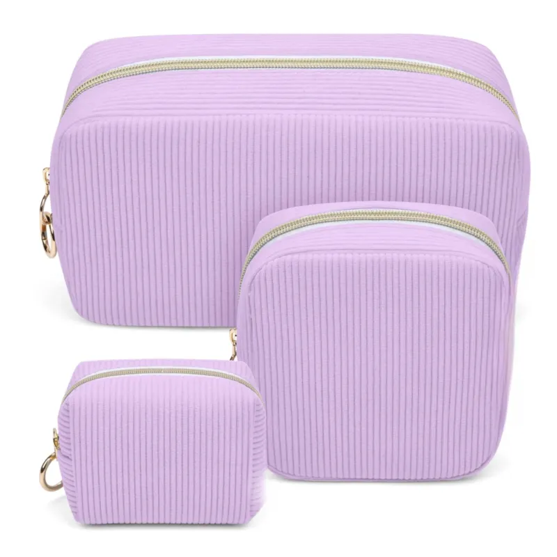 3 Piece Cosmetic Bag Small Makeup Bag Thickened Corduroy Makeup Bag