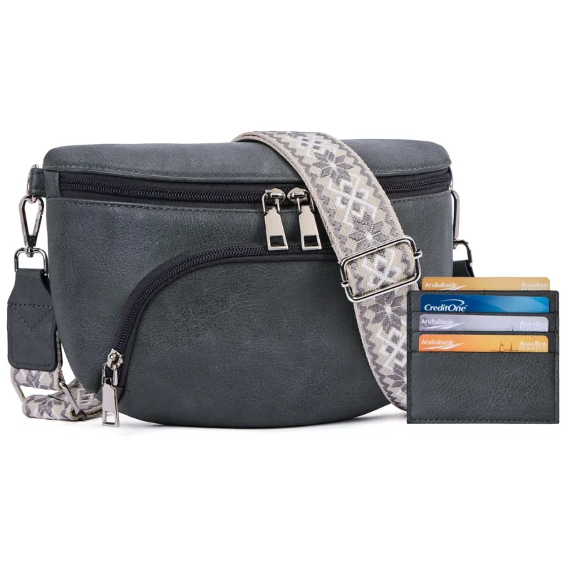 Shoulder Bags, Crossbody Bag Vegan Leather Crossbody Bag Ladies,RFID Blocking Card Slot Chest Pocket with Adjustable Detachable Wide Strap