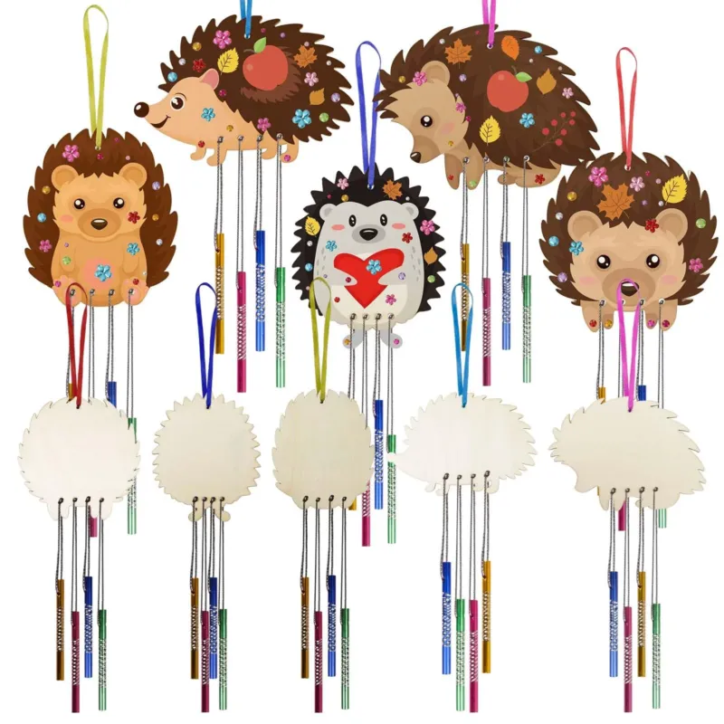 10 pieces hedgehog wind chimes craft set fall crafting children
