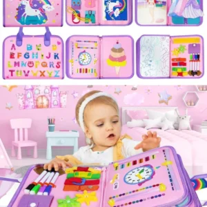 Busy Board 8 in 1 for toddlers Activity Board Baby Sensory with life skills, puzzles, dress-up clothes