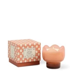 Pink & Burnt Orange Glass Candle Cactus Flower 155g