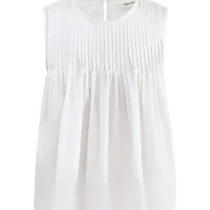 Sophia Sleeveless Pleated Top White