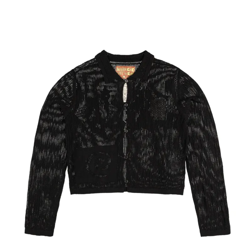Brain Dead Mesh Knit Spiral Cardigan (Black)