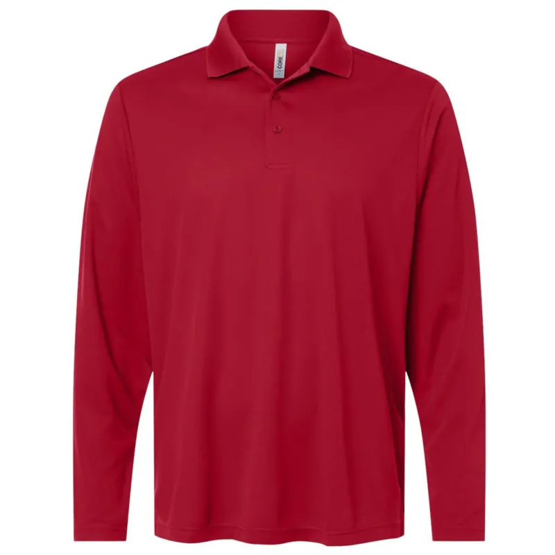 Core 365 Men's Classic Red Nova Performance Long Sleeve Pique Polo