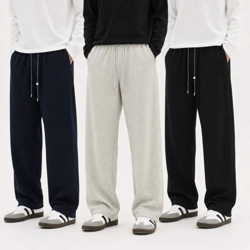 Unisex Baumwoll-Jogginghose mit weitem Bein und Kordelzug Echoarchiv