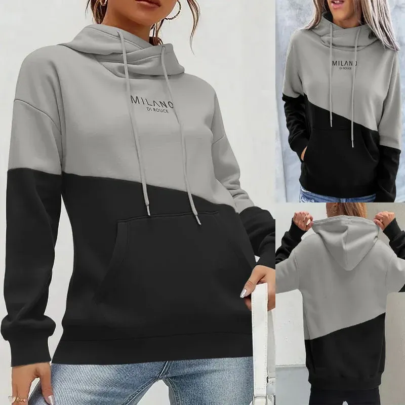 Damen Kapuzenpullover mit Colourblock, Kängurutasche und Oversize-Passform – Auréline