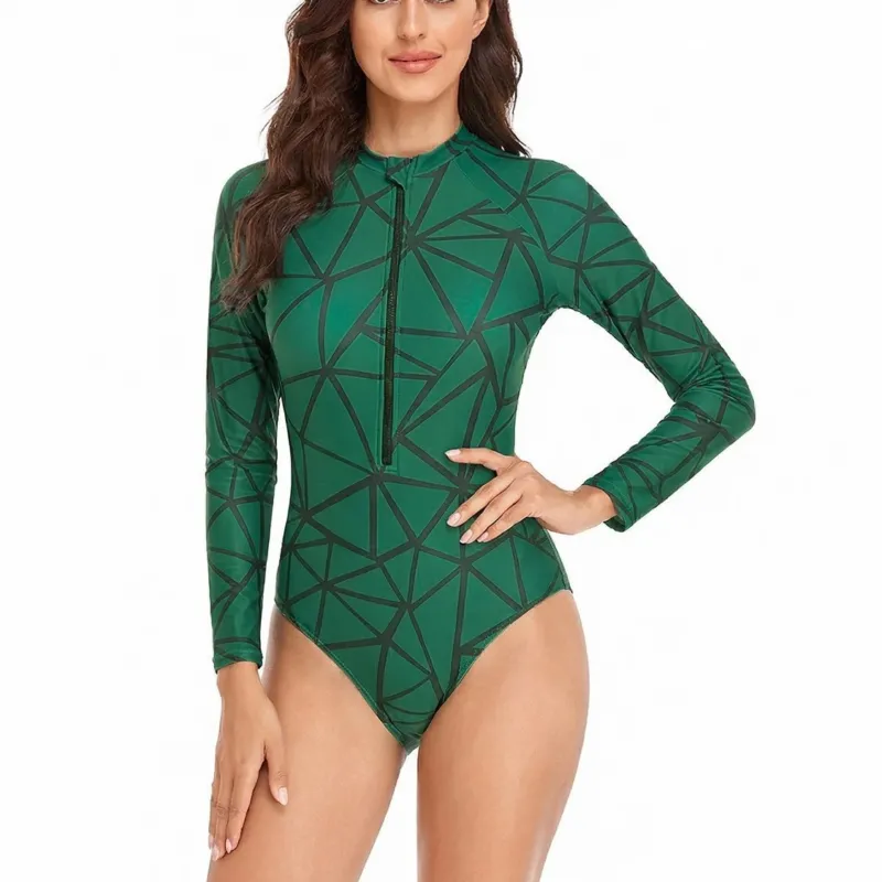 Damen Sportlicher Rashguard-Badeanzug mit Reißverschluss – Maréssa