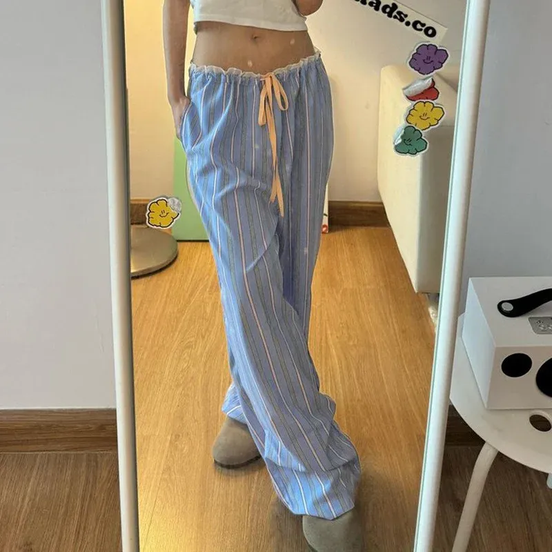 Damen lässige und bequeme Schlafhose mit hohe Taille und Kordelzug – Avélisse