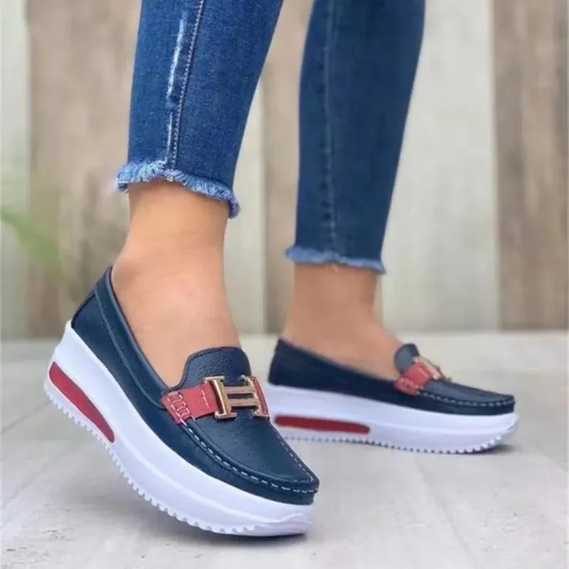 Damen leichte Plateau-Slipper im Mokassinstil mit luftgepolsterter Gummisohle – Lioré