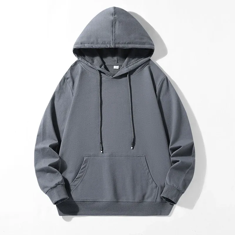 Unisex Locker geschnittener Kapuzenpullover aus Baumwollmix mit Kängurutasche und Kordelzug Echoarchiv