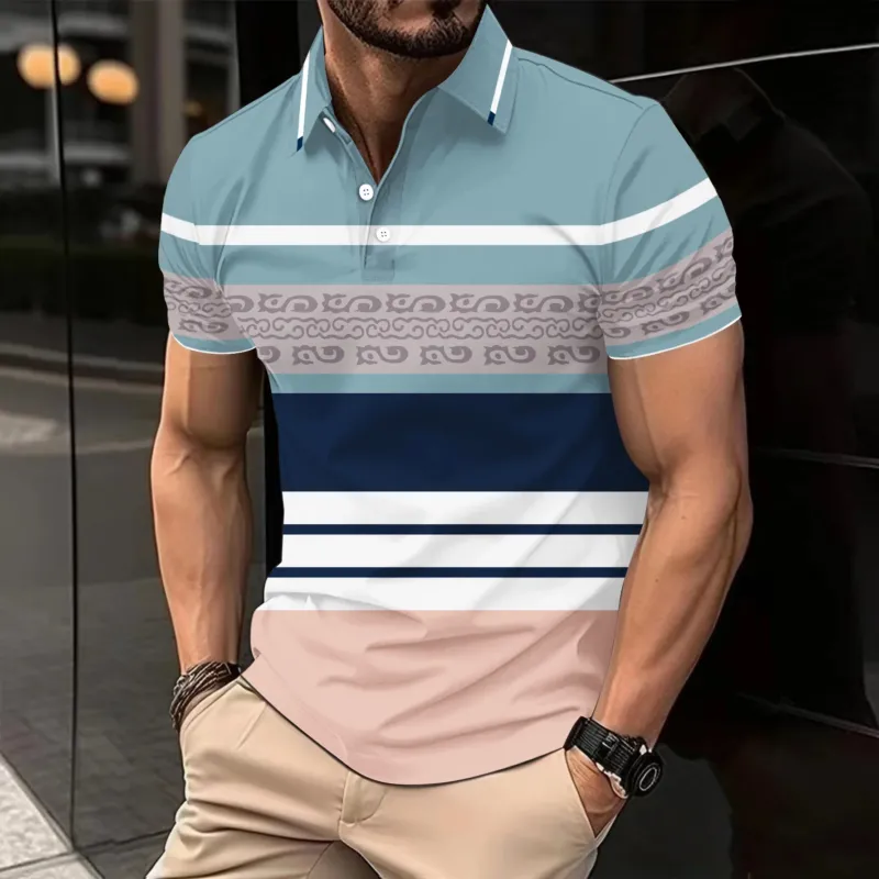 Herren Polohemd mit modernem Streifendessin – Cavello