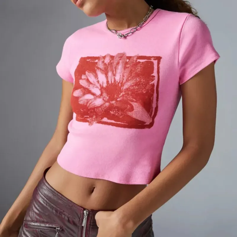 Damen Crop-Top mit floralem Druckdesign – Orélia