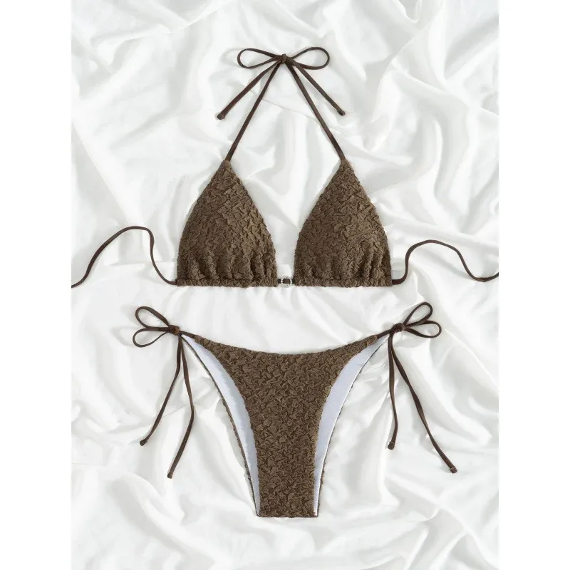 Damen Triangel-Bikini mit strukturiertem Obermaterial und verstellbaren Bändern – Maréssa