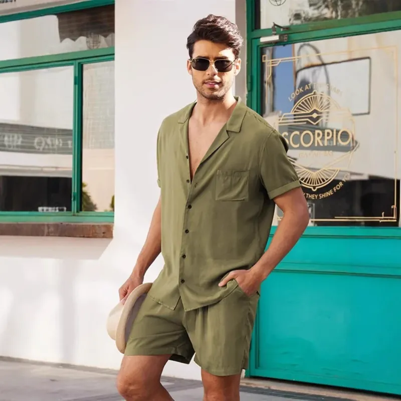 Herren Kurzarm-Hemd und Shorts Set – Arvello
