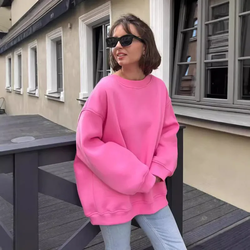 Damen Oversized Sweatshirt im lässigen Stil mit übergroßen Ärmeln und elastischen Bündchen – Avérine