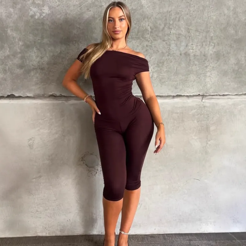 Damen Eleganter Jumpsuit mit Off-Shoulder Design und Raffungen – Solévia