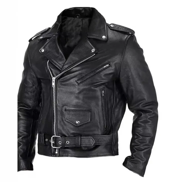Herren Bikerlederjacke mit asymmetrischem Reißverschluss und praktischen Taschen – Valtoré