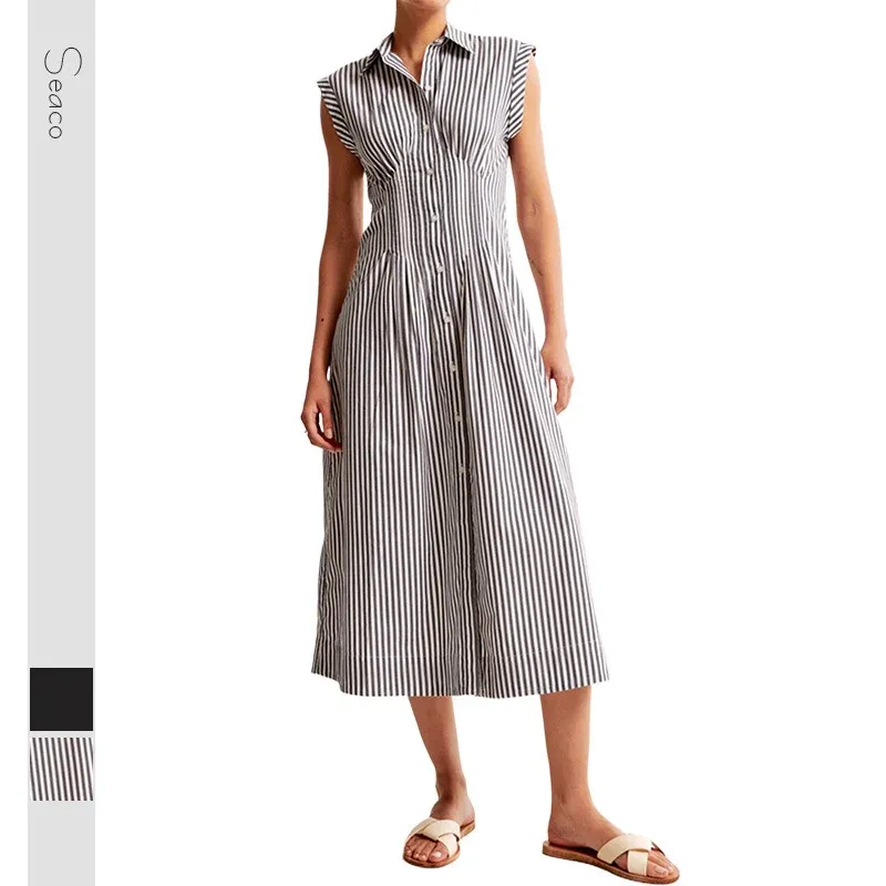 Damen Maxikleid mit Schulterklappen und klassischem Knopfverschluss – Valéora