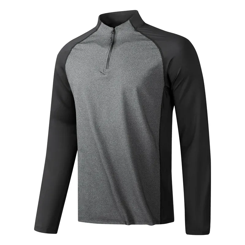 Herren Funktionales Langarmshirt mit Stehkragen und halbem Reißverschluss – Marzano