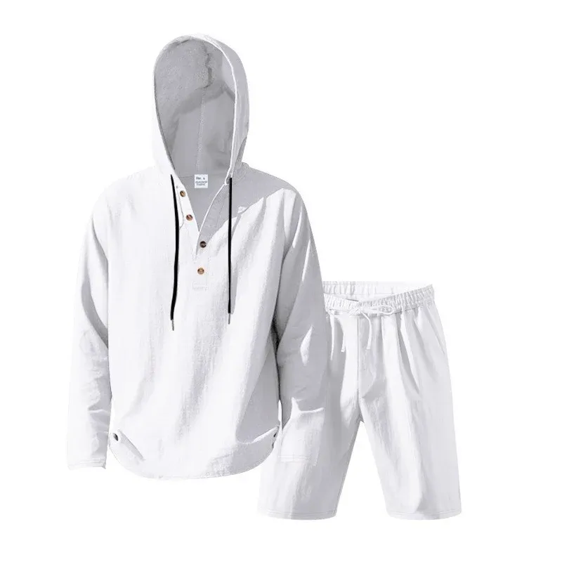 Herren lässiges Kapuzenshirt mit kurzer Hose im entspannten Stil – Marzano