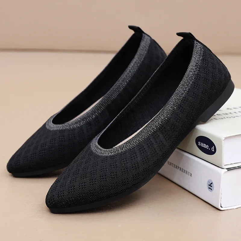 Damen gestrickter Ballerina-Slip-On mit atmungsaktiver 3D-Struktur und gepolstertem Memory-Fußbett – Lioré