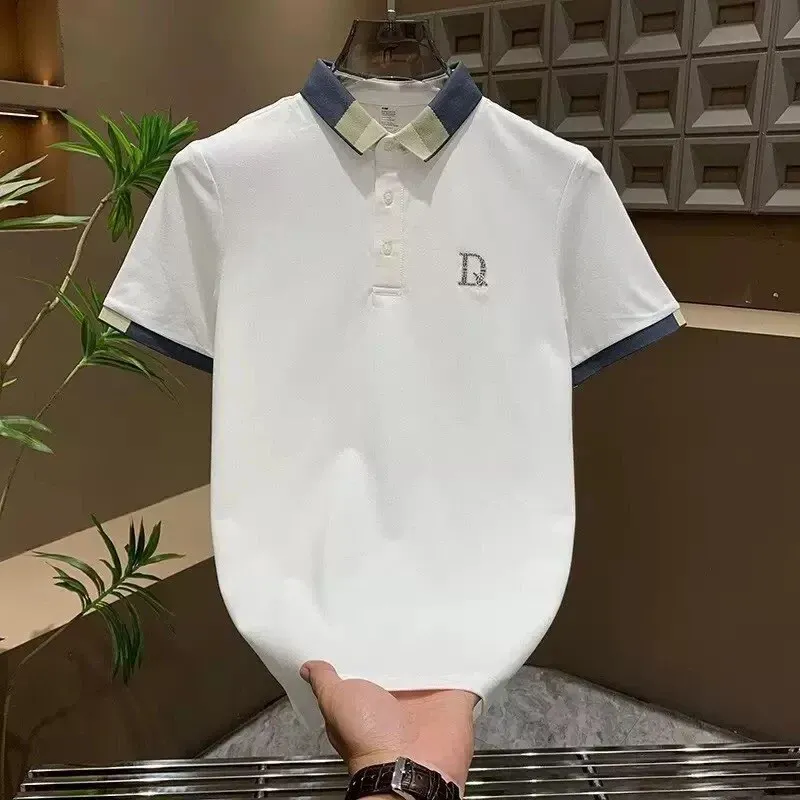 Herren Poloshirt mit Kontrastkragen und feiner Struktur – Cavello