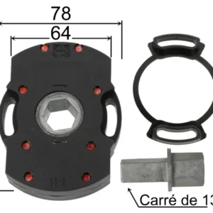 Treuil ACE avec fin de course - Entrée carré de 8 mm - Sortie hexa de 19 - Couronne acier