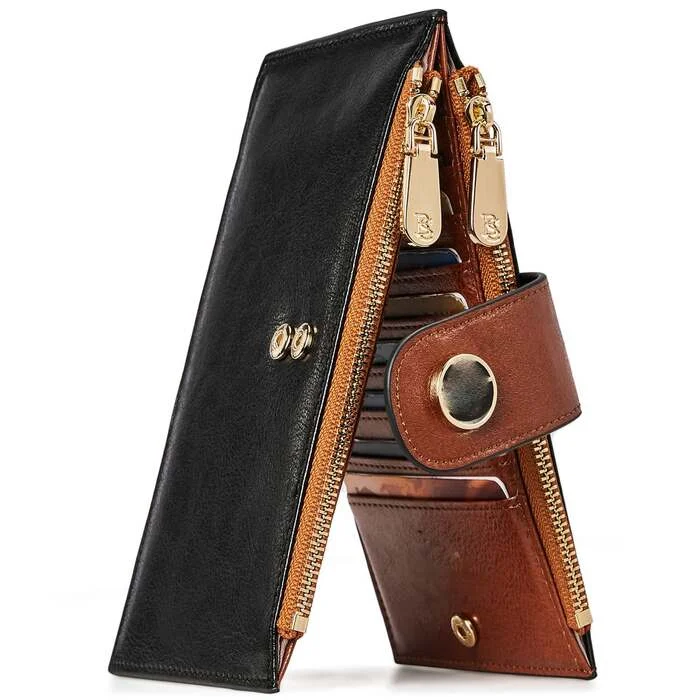 Credit card holder, wallet ladies small RFID protection wallet for purse PU leather slim wallet with 16 card slots