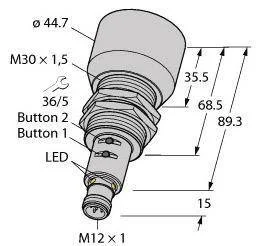 Turck 1610049 Ultraschall-Reflexionstaster Industrie-Ultraschall Schalter Sensor - 4047101349924