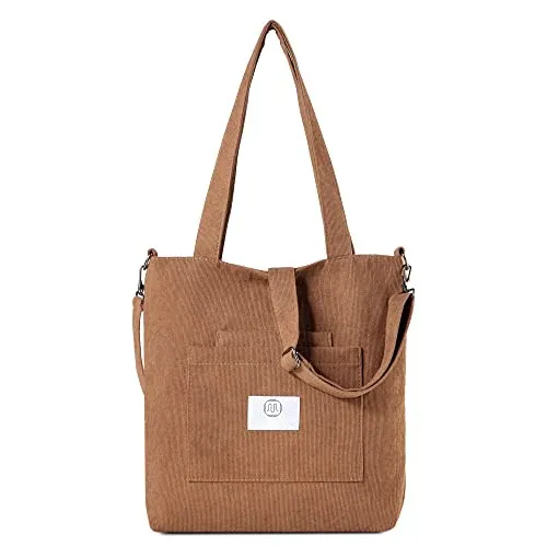 Shoulder Bag - Corduroy Shoulder Bag Women's Handbag, Shopper Handle Bag for Office School Shopping Travel